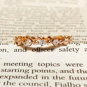 Rose Gold Sterling Silver Eternity Thin CZ Ring